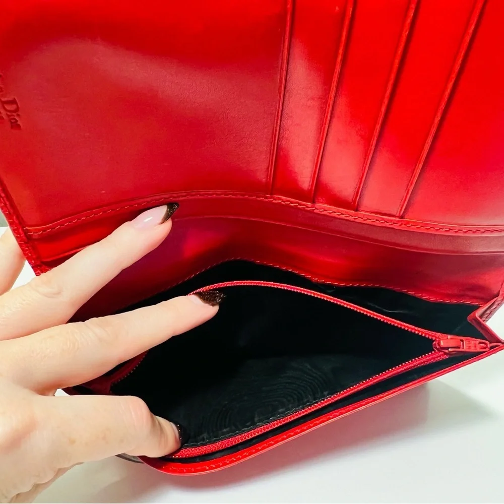Authentic Dior Vibrant Red Leather Wallet